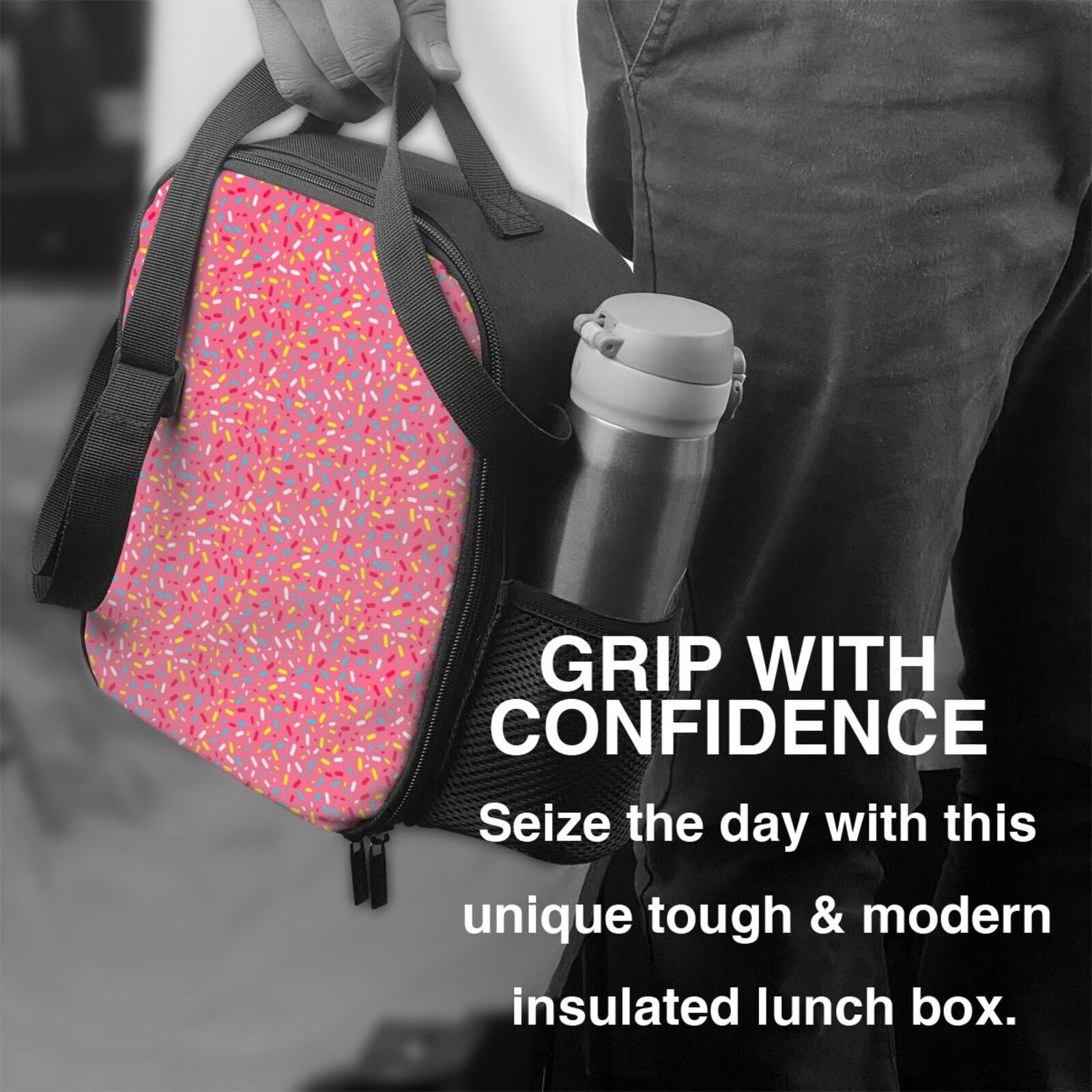 Ratiio Colorful Sprinkles Donuts Print Lunch Box - Reusable Lunch Bag Men Adult Women- Insulated LunchBox