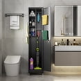 thumbnail image 4 of Aobabo 72''H Metal Broom Closet Storage Cabinet with Wheels, Steel Cleaning Tool Cabinet for Garage with Pegboards and Hooks,Assembly Required,Black, 4 of 9