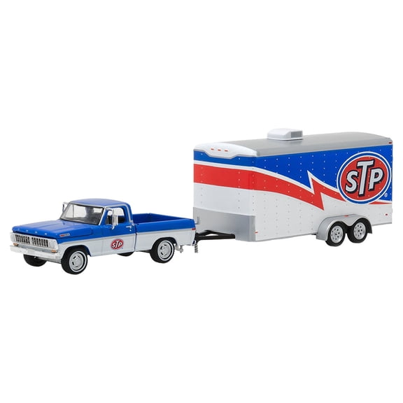 GreenLight 1:64 Hitch & Tow Series 12 1970 Ford F-100 and Enclosed Car Trailer Stp Racing Diecast Vehicles
