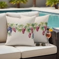 thumbnail image 5 of Purple Grape Pillow Covers 2 Pack Spring Grape Vine Leaf Watercolor Linen Texture Pillowcase Waterproof Outdoor Throw Pillow Cover for Patio Garden Square Cushion 20”x20”, 5 of 9