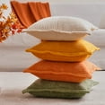 thumbnail image 3 of Topfinel Spring/Summer Wide Side Pillowcase with Stripe Splicing, Super Soft Corduroy Sofa Pillowcase Decorative Textured Pillow, Modern Boho Sham Square Cushion Covers, Yellow, 16x16 inch, Set of 2, 3 of 11