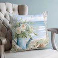 thumbnail image 4 of Pillow Covers 18x18 Set of 2, Coastal Floral Throw Pillow Covers Decorative Couch Cushion Cover, Summer Beach Starfish Seashells Ocean Microfiber Soft Square Pillowcases for Bedroom Living Room Sofa, 4 of 9