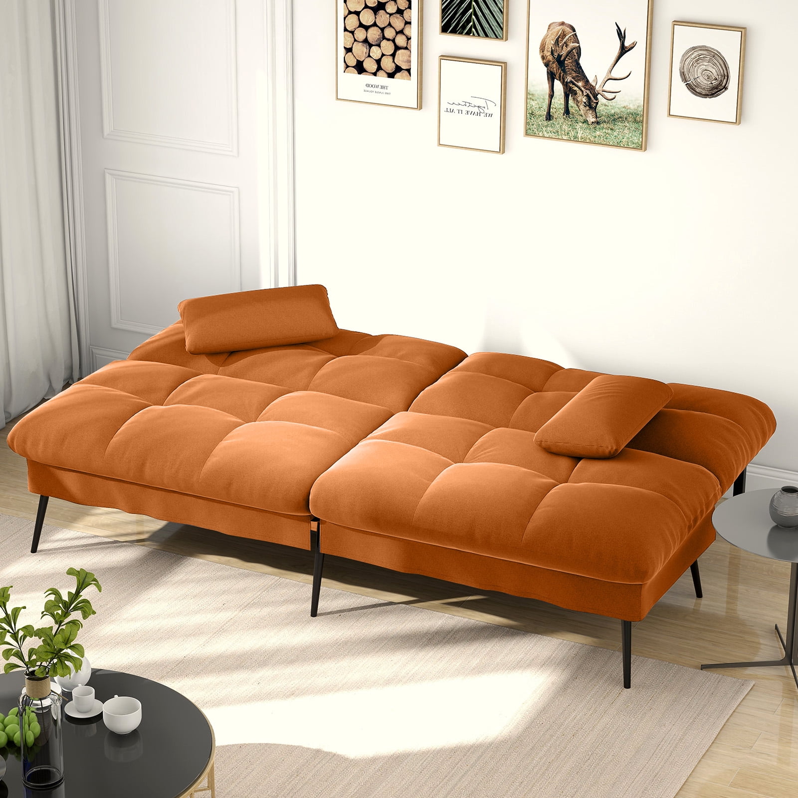 COMHOMA Cloud Comfort Convertible Futon Sofa Bed, Brown