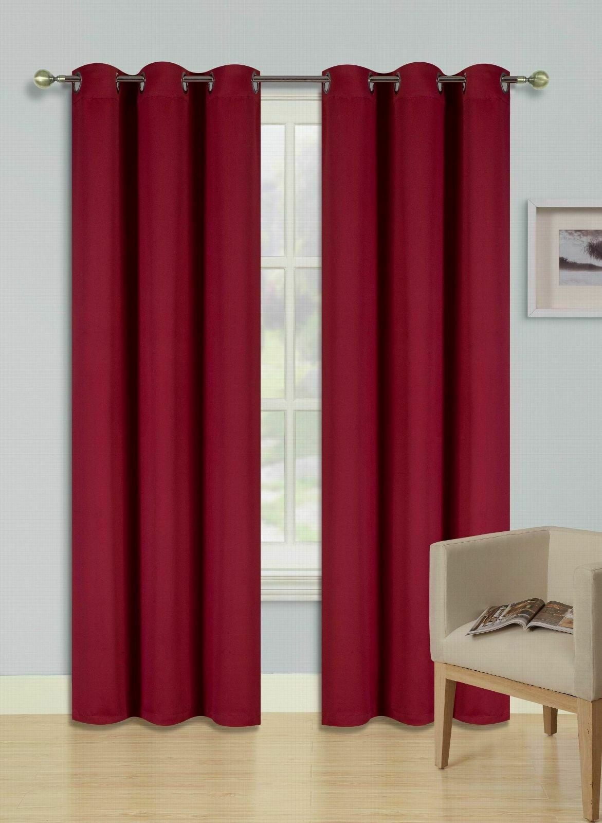 1 Set Grommet Heavy Thick Unlined Thermal Blackout Window Curtain K68 