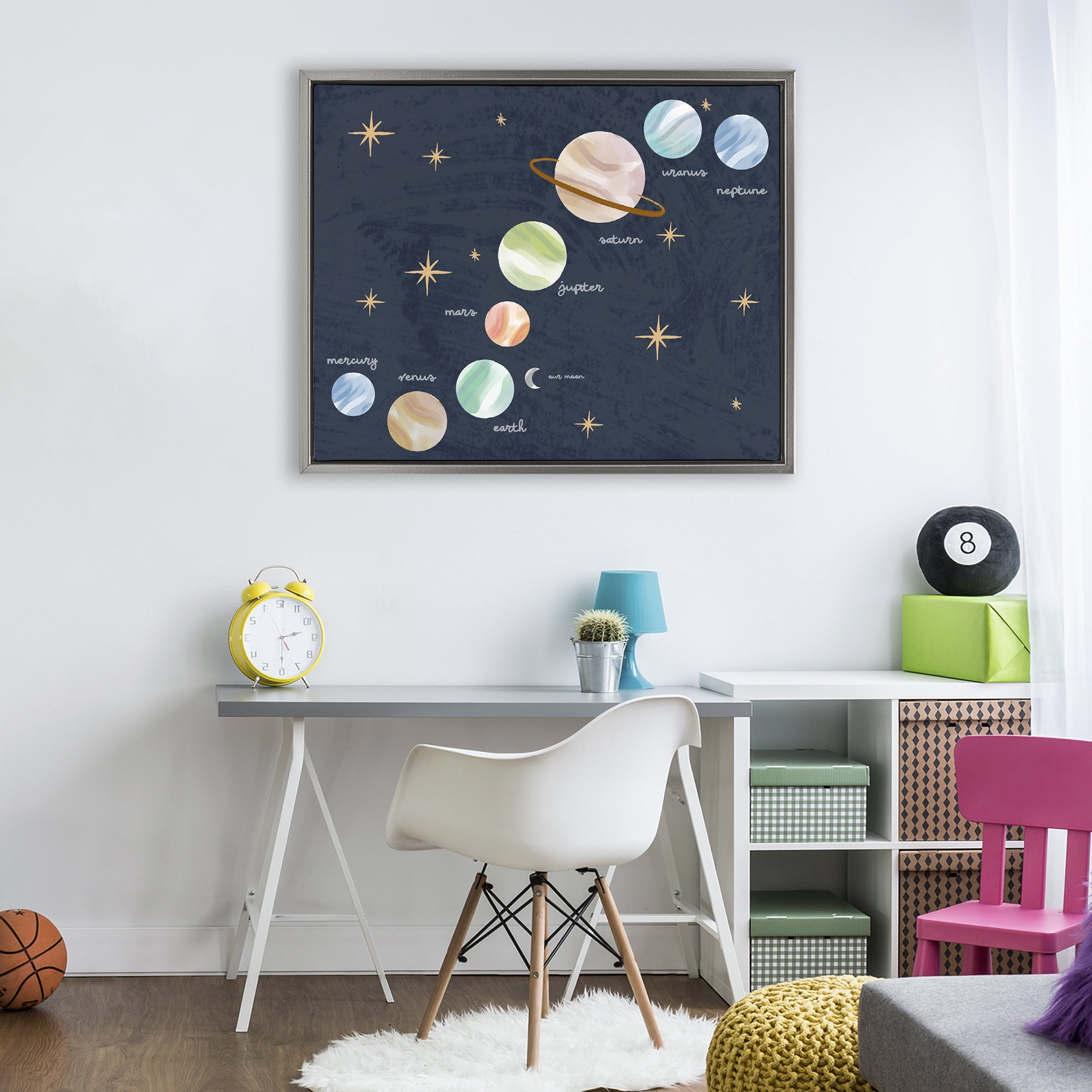 Stupell Industries Educational Space System Gray Framed Floater Canvas Wall Art, design by Lil' Rue