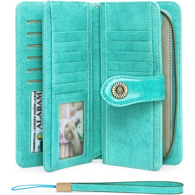 LAICAIW Women's Wallet Genuine Leather RFID Blocking Large Capacity Trifold Ladies Wallet