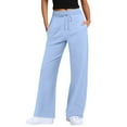 thumbnail image 2 of IDALL Sweatpants Women Wide Leg Sweatpants Women High Waisted Wide Leg Sweatpants Baggy Straight Leg Yoga Track Pants Lightweight Comfy Pants W/Pockets Yoga Pants Women Baggy Pants Sky Blue 2XL, 2 of 9