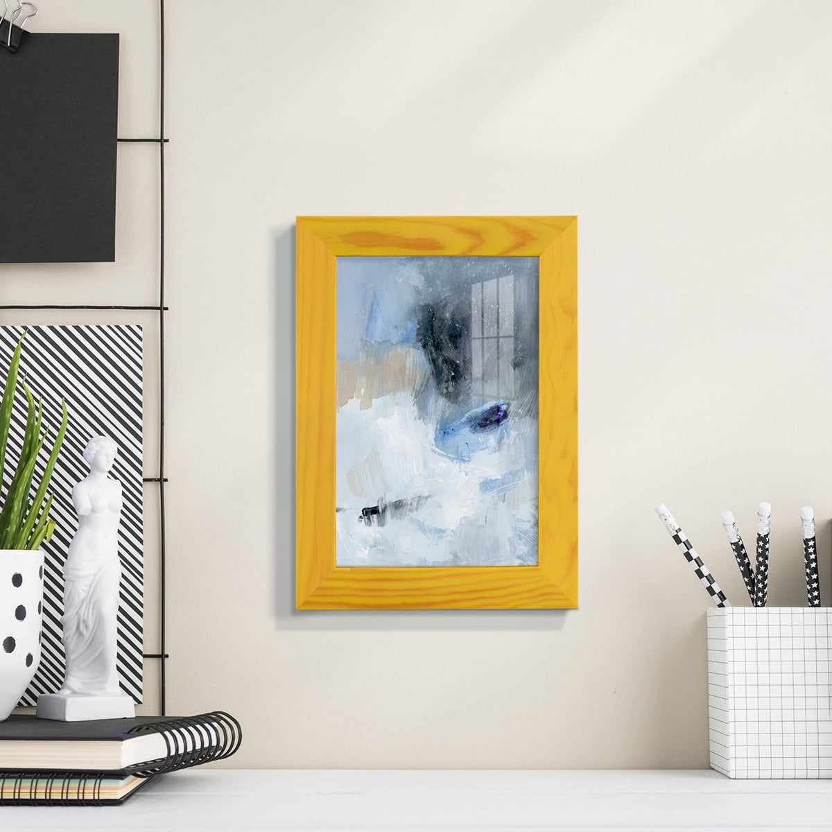 Welle II - Framed Print w/glass - Sunflower Yellow