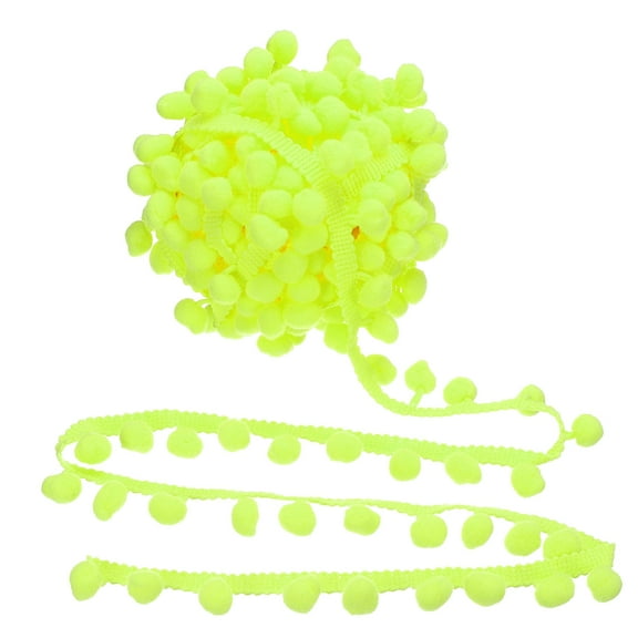 Uxcell 10 Yards Pom Pom Trim Ribbon, 1" Wide Fluorescent Yellow Pom Pom Ball Fringe Trim Ribbon for DIY Crafts Curtain Clothes Pillow Home Decoration