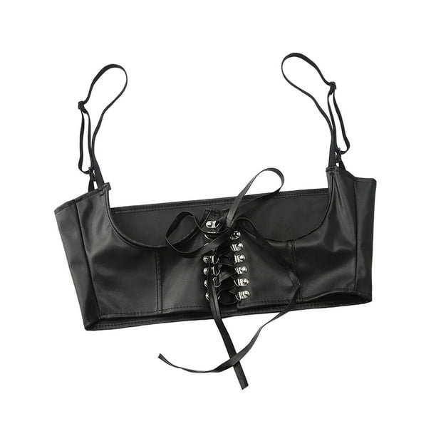 PU Leather Fashion Waist Belt Underbust Corset Stylish Slim Waistband Black  