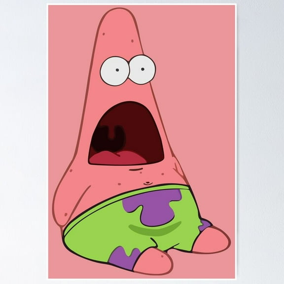 Poster Surprised Patrick - No Framed, Vintage Wall Art, Trendy Retro Print, Positive Quote Poster, Room Decor, Wall Art, 8x12