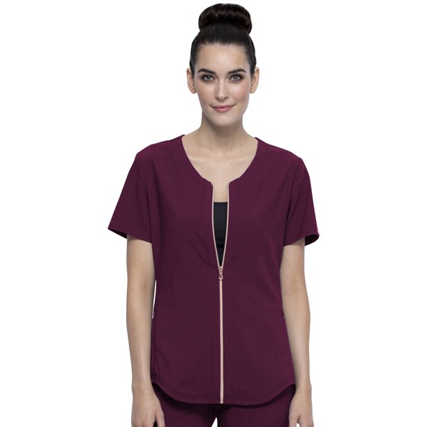 Cherokee Cherokee Statement Scrubs Top for Women Zip Front CK875, S