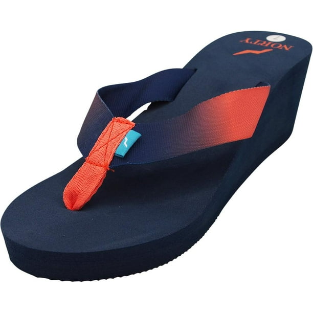NORTY Norty Womens Platform Wedge Soft Cushioned Footbed Flip Flop