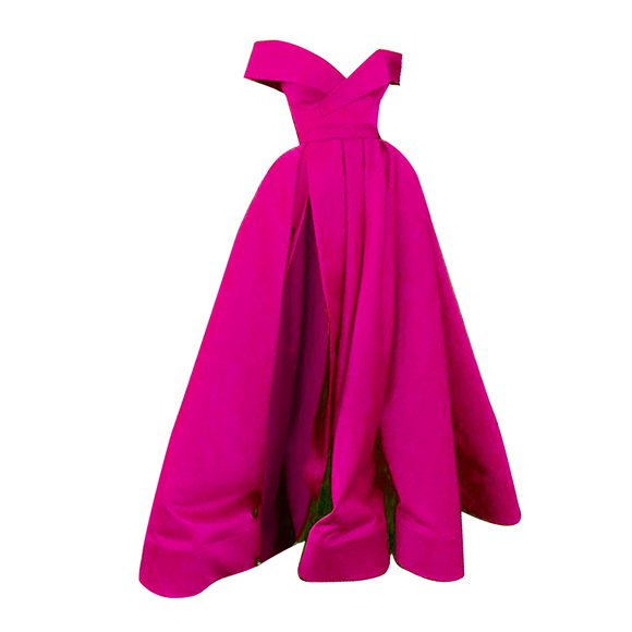 Ketyyh-chn99 Ball Gowns for Women Formal Wedding Dress Long Evening Dress Backless V Neck Elegant Cocktail Party Dress Hot Pink,S