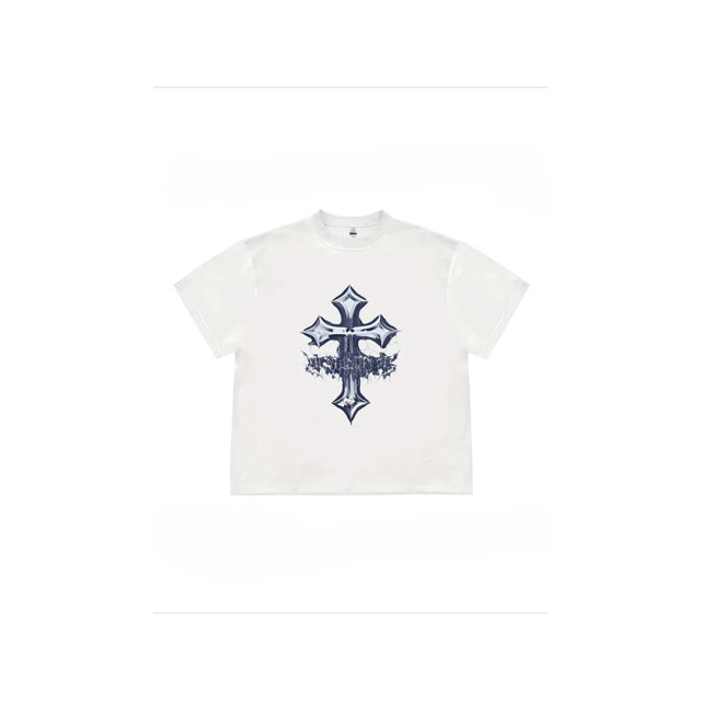 Y2K Retro Fashion english Pattern Printing Men's High quality Cotton Street Casual T-shirt