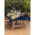 thumbnail image 2 of Outdoor Tablecloth with Umbrella Hole and Zipper, Navy Blue Christmas Tree Rectangle Table Cloth 60x84 Inch Waterproof Tablecloth, Xmas Tree Winter Snowflake Picnic Table Cover for Patio Camping, 2 of 7