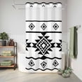 thumbnail image 6 of No Hook Shower Curtain, White Black Boho Shower Curtains for Bathroom with See Through Top Window, Southwest Ethnic Abstract Geometric Waterproof & Washable Bath Curtain Small Stall 36"x78", 6 of 9