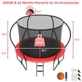 thumbnail image 6 of Jump Into Fun Trampoline, 8FT 800LBS Trampoline for 3-4 Kids, Pumpkin Trampolines with Enclosure, Basketball Hoop, Wind Stakes, Outdoor Galvanized Anti-Rust Coating Recreational Trampoline, 6 of 7