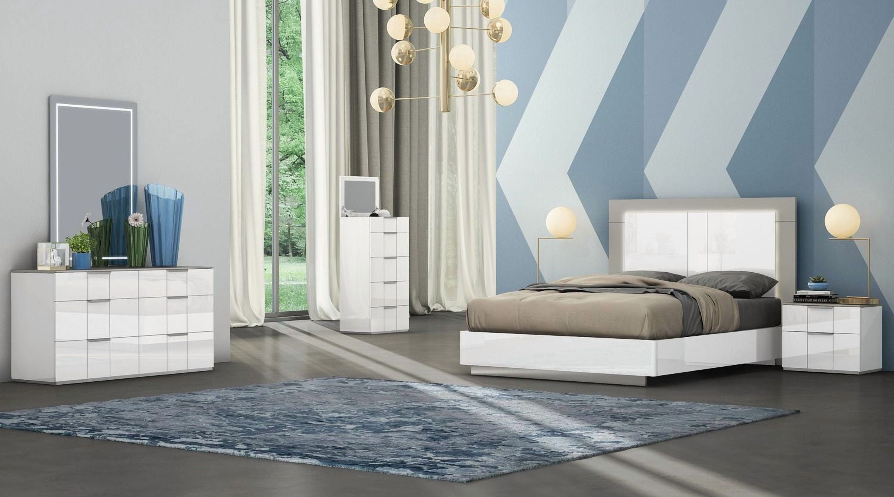 K-LIVING ENSEMBLE DE CHAMBRE KING 5 PIÈCES HARVEY EN BLANC ET GRIS FLANELLE