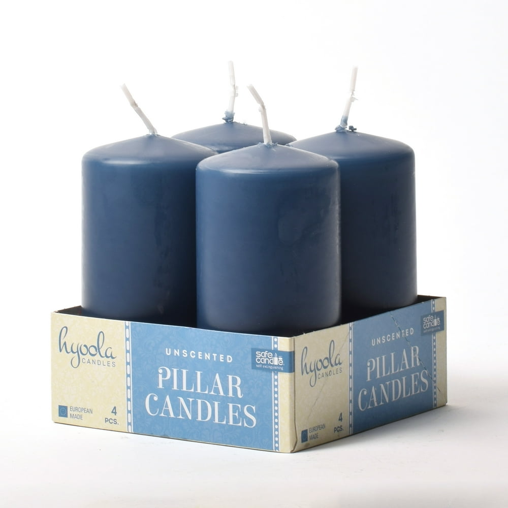 Hyoola 2 x 4 inch Small Unscented Pillar Candles Dripless Midnight Blue