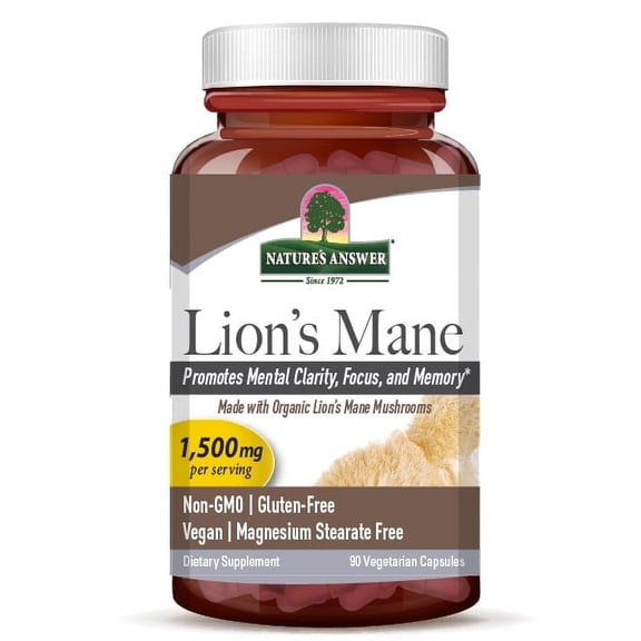 Nature's Answer Lions Mane Mushroom Nootropic Capsules, 1500mg, 90 Count