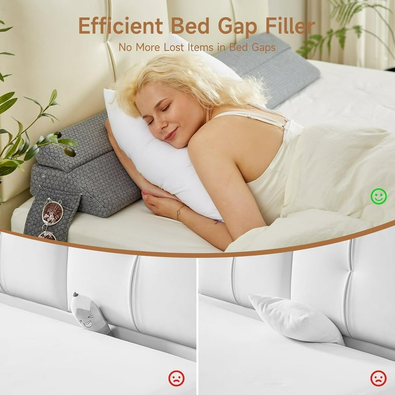 King Size Bed Wedge Pillow for Headboard – Foldable Mattress Gap