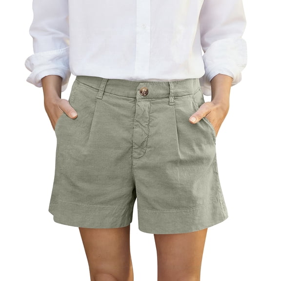 Stralyhd Shorts for Women Casual Cotton Linen Bermuda Shorts 2026 Summer Vacation Fashion Mid-Rise Shorts Basic Shorts with Pockets Light Green XXXL