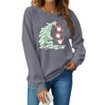 thumbnail image 3 of GUZOM Womens Gray 100% Polyester Christmas Long Sleeve Top - Loose Fit, Gnome & Christmas Tree Print, Boat Neck, XS-XL Festive Holiday Casual Wear,Size XL, 3 of 3