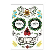 Temporary Face Makeup Stickers Day Of The Dead Sugar Flower Black Internet Red Rose Full Face Stickers Home Party Supplies