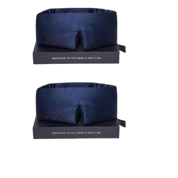 Antifaz para dormir de seda Drowsy, 2 unidades, ajustable, azul medianoche