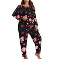 thumbnail image 4 of FDGIU Women Plus Size Valentine Pajamas Set - Long Sleeve 2 Piece Sleepwear Holiday Pj’s Loungewear Set, 4 of 6