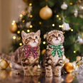 thumbnail image 2 of Mumup 2Pack Christmas Cat Collars Breakaway with Stylish Bow, 2 Pack Red Green Plaid Xmas Kitten Collar with Bell, Removable Bowtie Christmas Collar for Cats, 2 of 6