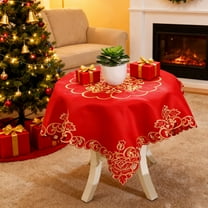 Cheapark Red Valentine's Day Round Tablecloth Candle Theme Stain-Resistant Dust-Proof Decor For Dining Home Party Romantic Dining Accent