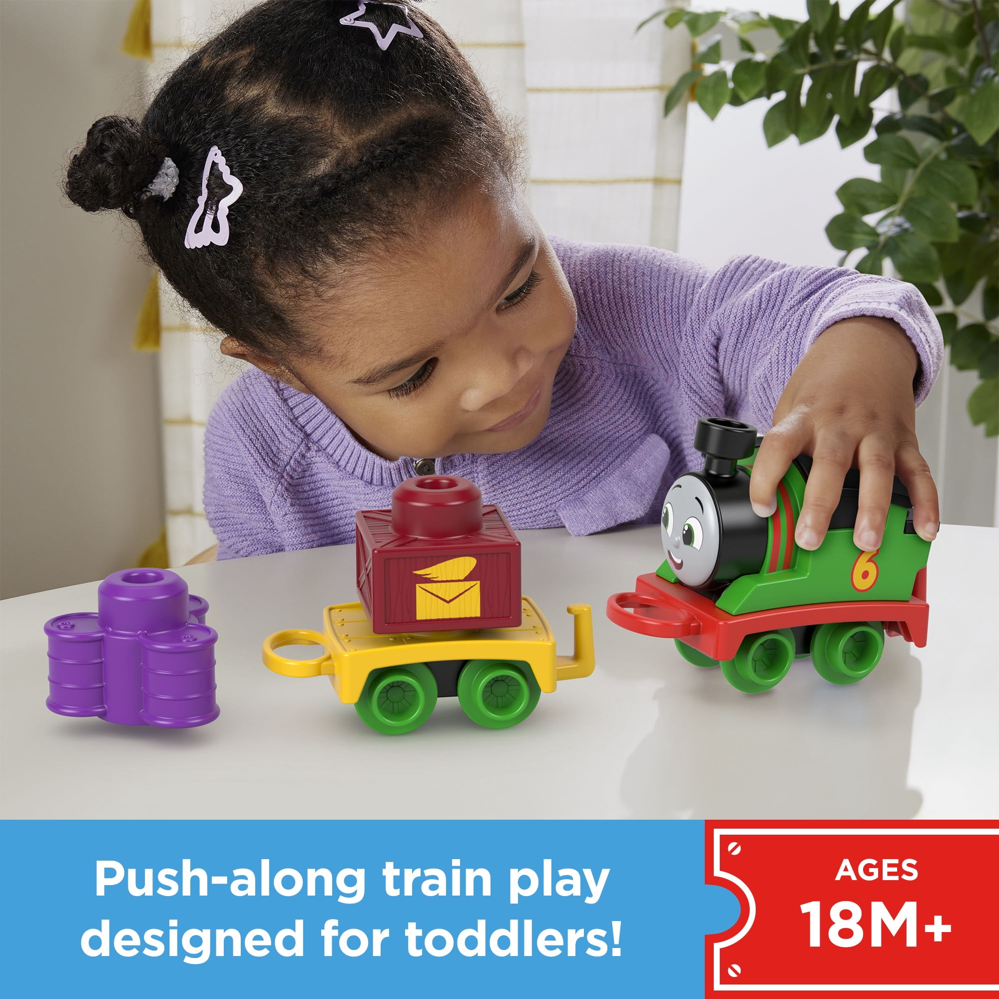 Thomas & Friends My First Percy Push-Along Toy Train with Stacking Cargo for Toddlers
