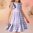 thumbnail image 6 of Nmnitkp Girl Dress Boho Dresses Summer Casual Floral Print Ruffle Short Sleeve Tiered Pleated Kids A-Line T-Shirt Dress Purple,13 Years, 6 of 8