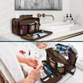 thumbnail image 6 of PAVILIA Toiletry Bag for Men, Travel Toiletries Bag | Water-resistant Dopp Kit, PU Leather Shaving Pouch Organizer for Accessories, Cosmetic, Hygiene, Grooming Essentials (XL, Dark Brown), 6 of 8