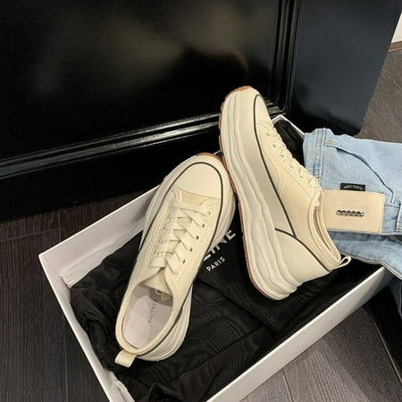 

Hokkaido ● Thick-soled increased canvas shoes for women 2024 new style dissolved casual sports versatile white shoes