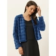 thumbnail image 2 of DARING DIVA Women's Long Sleeve Collarless Shaggy Soft Faux Fur Coat S Royal Blue, 2 of 6