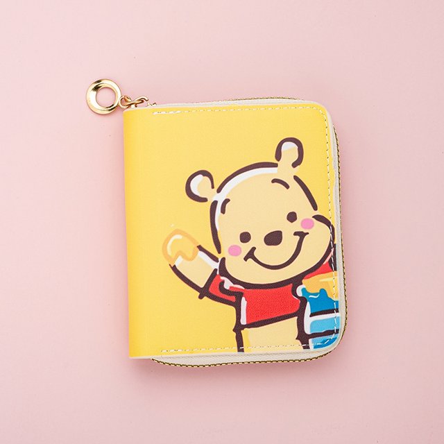 Cartera corta de dibujos animados de Disney Winnie The Pooh para estudiantes, paquete de tarjetas, monedero Multi Kawaii, paquete de tarjetas bancarias explosiones