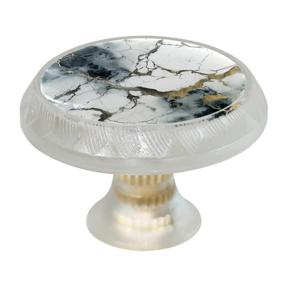 HemaKayy 4 Pack 1.37" Decorative Cabinet Knobs - Themed ABS Glass Drawer Handle, Durable & Rust-Resistant, Perfect for Kitchen, Bathroom, and Home Decor - Unique Marble Texture