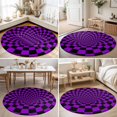 thumbnail image 4 of Round Rugs 6Ft, Purple Black Checkered Round Area Rug Washable Indoor Throw Carpet, Modern Abstract Art Soft Non Slip Circle Rug for Office Cabinet Home Decor Aesthetic, 4 of 8