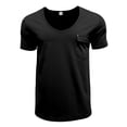 thumbnail image 2 of NinXxx Men's V Neck Solid Large Casual Short Sleeve Pocket Tee Black M, 2 of 7