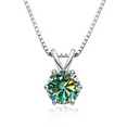 thumbnail image 6 of Blue/Yellow/Green Moissanite Necklaces for Women, 1ct D Color VVS1 Round Cut Diamond Necklaces,925 Sterling Silver Pendant Necklaces, Jewelry Gifts for Women with Certificate, 6 of 9