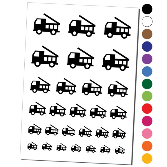 Fire Truck Engine Fireman Firefighter Symbol Water Resistant Temporary Tattoo Set Fake Body Art Collection - Hot Pink