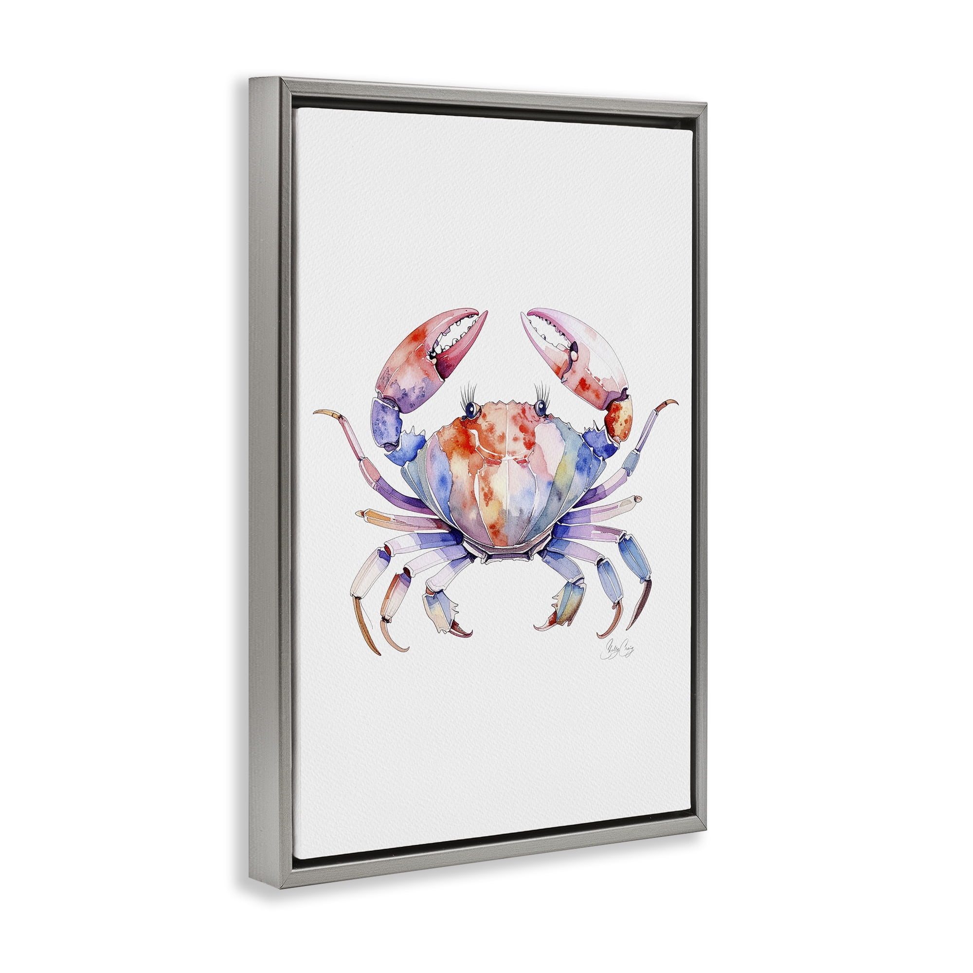 Stupell Industries Tide Dancer Crab Gray Framed Floater Canvas Wall Art, design by Shelly Craig