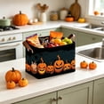 thumbnail image 6 of Kuokaa Halloween Large Collapsible Storage Baskets, Black Pumpkin Face Pattern, 14.96 x 10.24 x 9.84 in Foldable Fabric Organizer with Handles for Clothes Toys Closet, 6 of 6