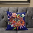 thumbnail image 5 of Amrita Sen Friendship Bouquet Indoor/Outdoor Pillow with Removable Cover in Blue Orange Pink16x16, 5 of 5