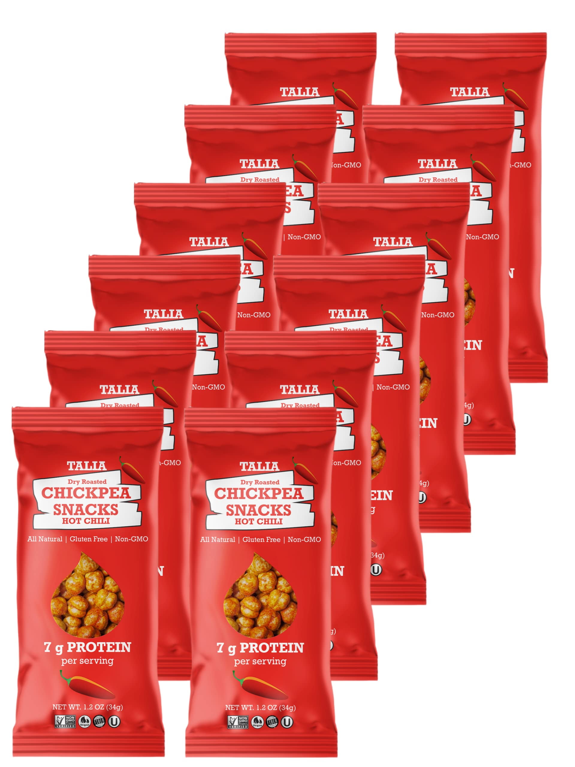 Talia Dry Roasted Chickpea Healthy Snacks, Hot Chili Flakes, Vegan