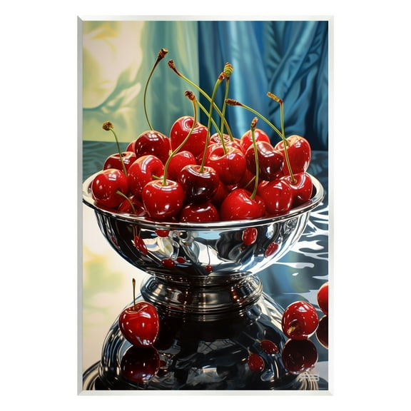Stupell Industries Bowl of Cherries Reflection Food & Beverage Painting Unframed Art Print Wall Art, 10 x 15