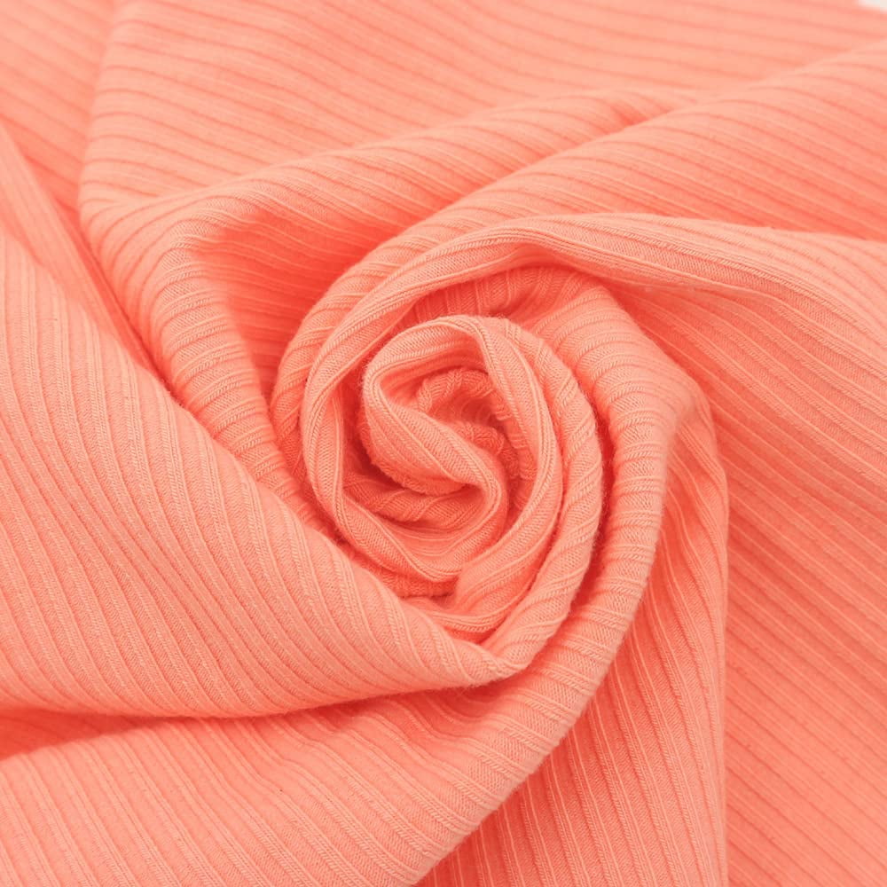 FREE SHIPPING!!! Peach Papaya Solid 4x2 Rib Knit Fabric, DIY Projects by the Yard